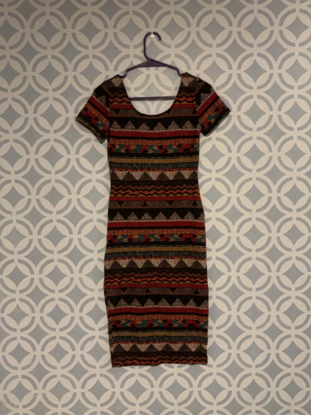 Multicolor Tribal Print Bodycon Dress - Women
